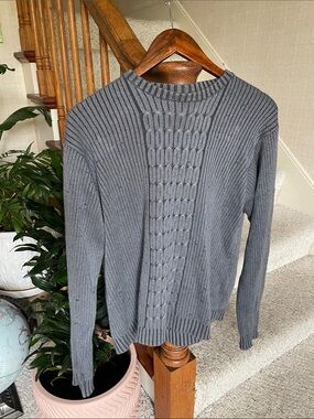 Rag & Bone Gray Cashmere Silk Ribbed Cable Knit Men's Sweater